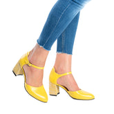 Pantofi Eleganti Dama din piele Naturala,Annet,galbeni